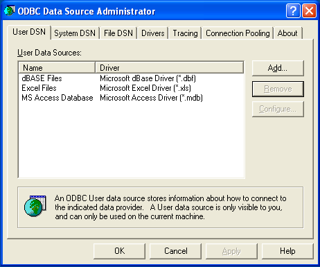 ODBC-Datenquellen-Administrator-Dialog